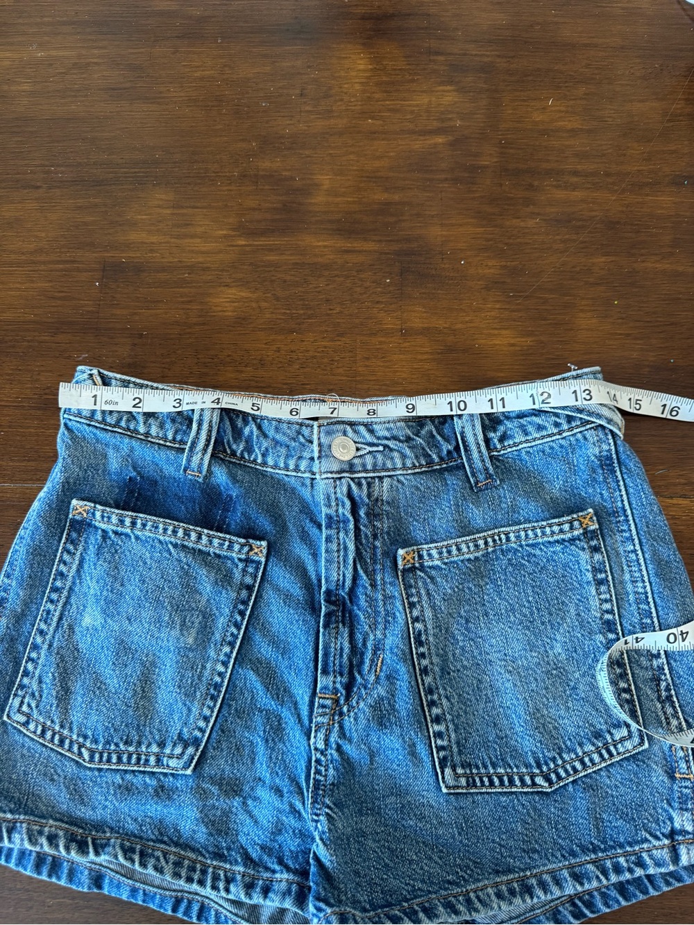Free People We The Free Bettie Sailor Shorts Med Wash Denim Size 27 Retail $68 - Picture 9 of 15